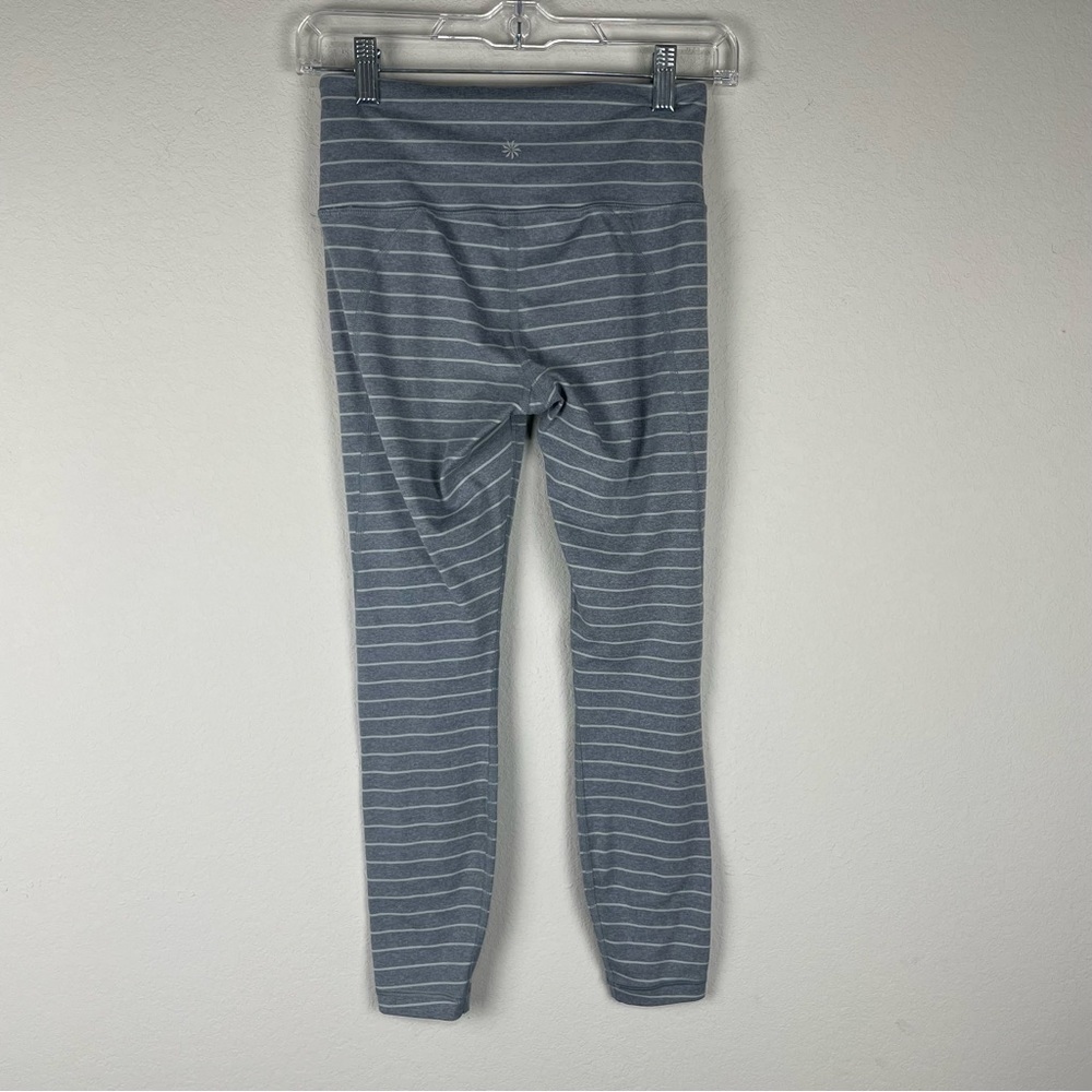 Athleta Gray Salutation Stripe 7/8 Ankle Athletic Athleisure Tights Leggings XS - Picture 3 of 7